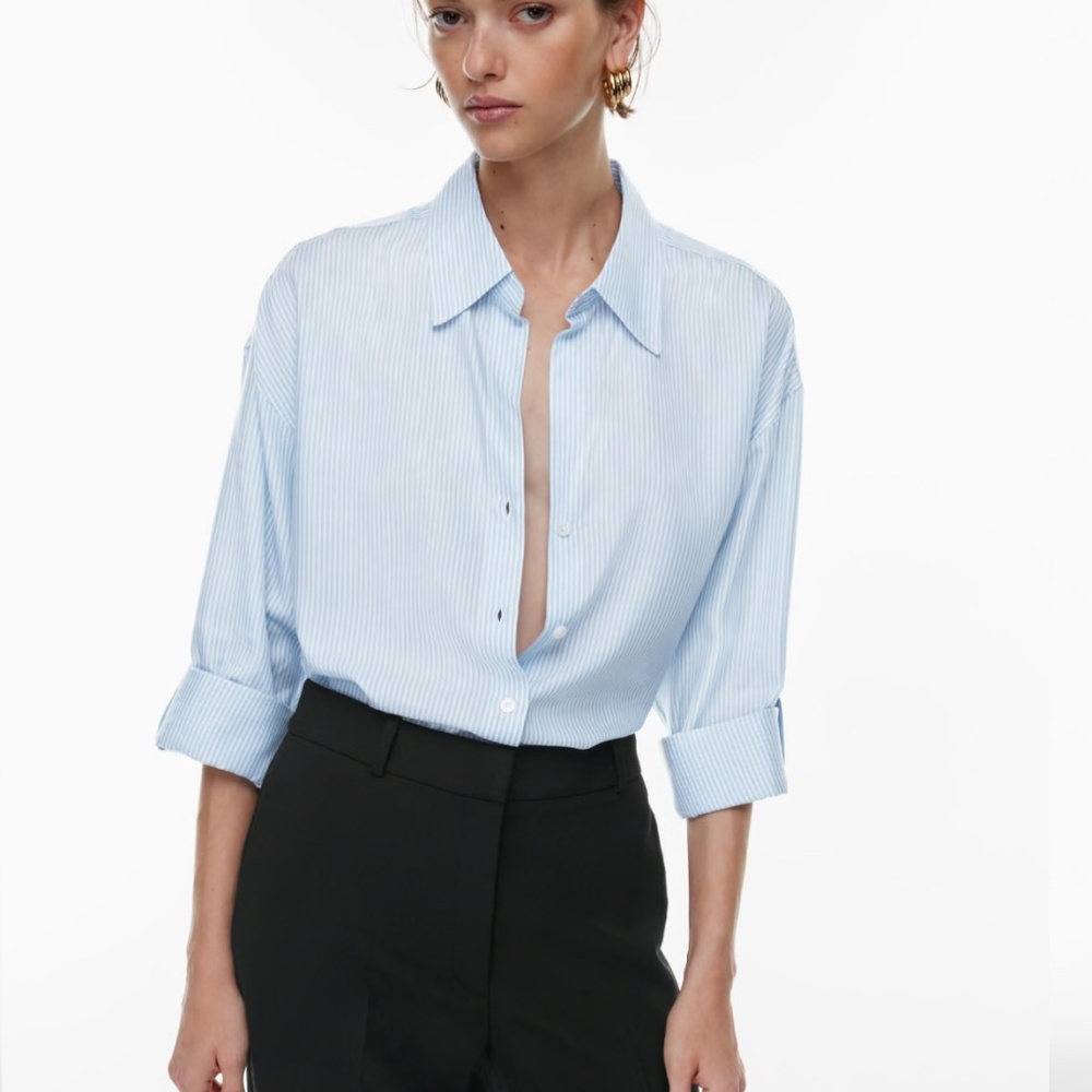 Aritzia Babaton Archive Shirt Size XS Blue Stripe - Picture 3 of 7